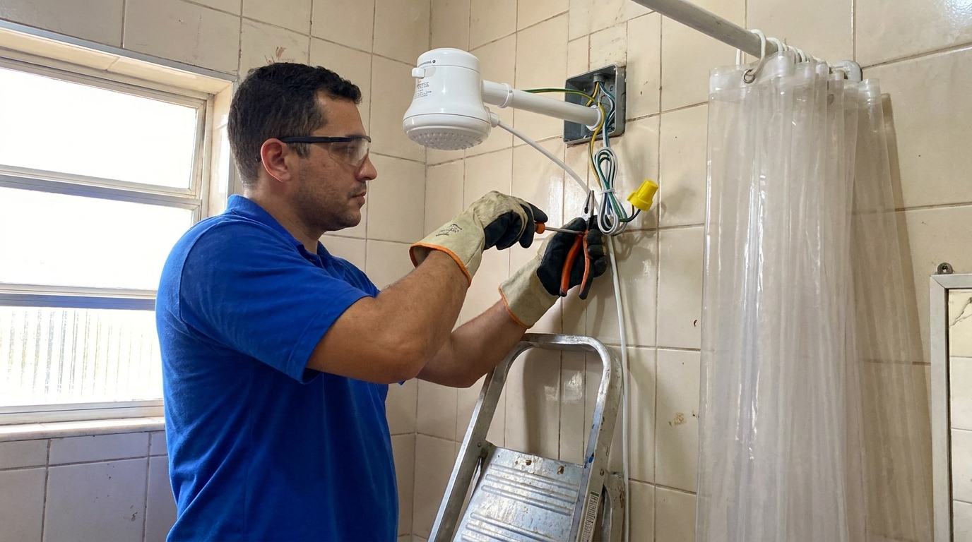 Instalacao de chuveiro eletrico residencial em Indaiatuba‑SP