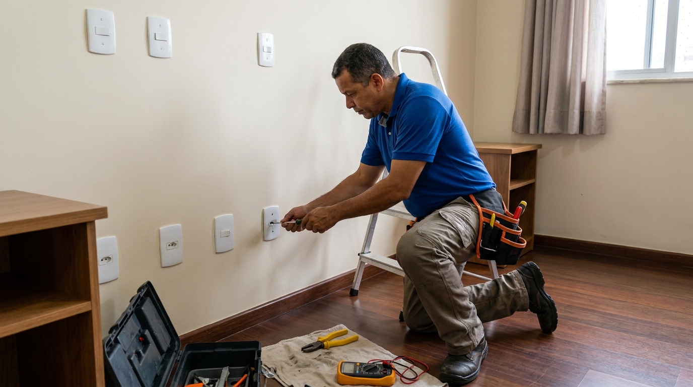 Instalacao de tomada e interruptor residencial em Indaiatuba‑SP