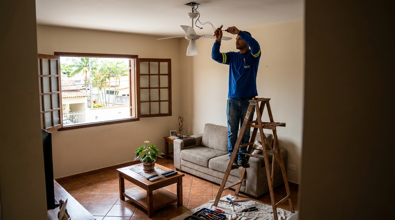 Instalacao de ventilador de teto profissional em Indaiatuba‑SP